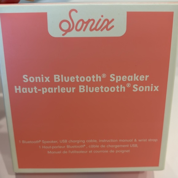 Sonix Bluetooth Speaker, USB charging cable, instruction manual, & wrist strap - Picture 2 of 7